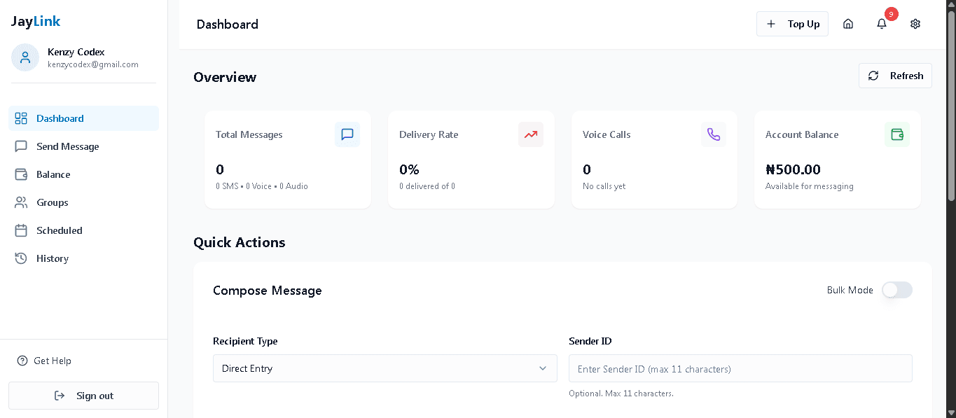 JayLink Bulk SMS Platform screenshot 1
